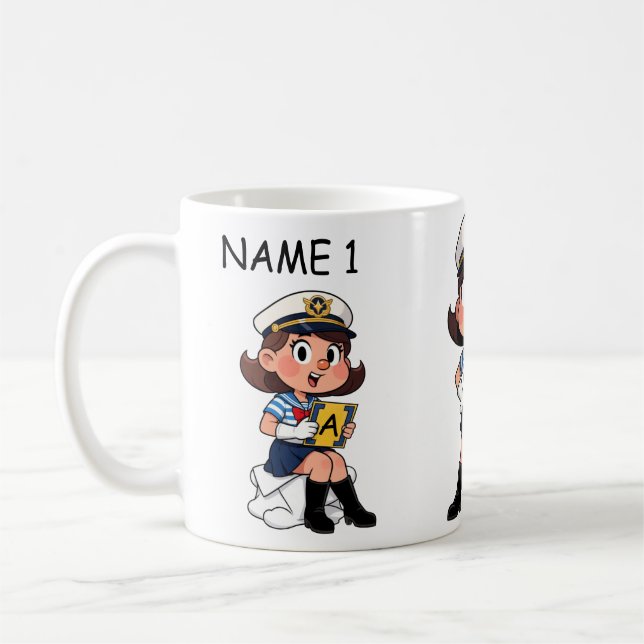 Taza De Café Personalized  Name Sailor Cartoon Character  (Izquierda)