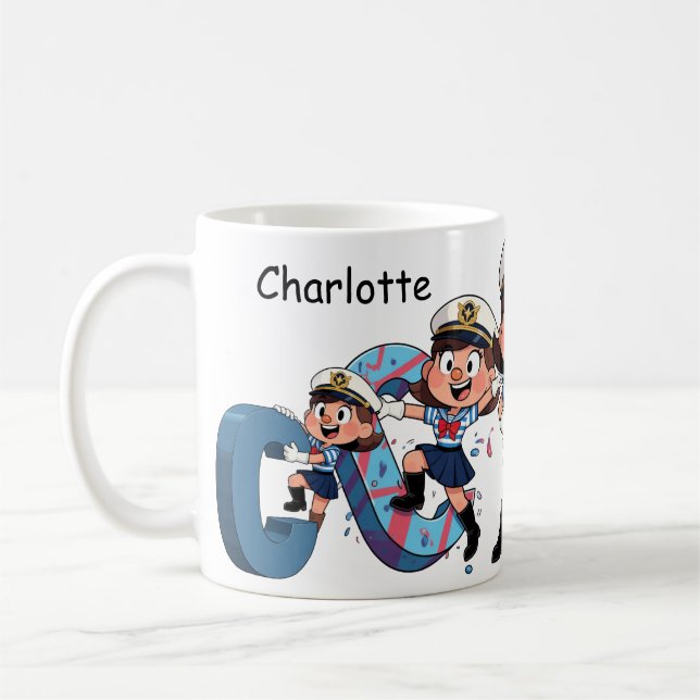 Taza De Café Personalized  Name Sailor Cartoon Character * C * (Izquierda)