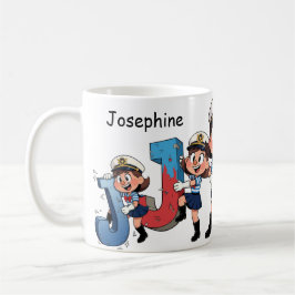 Taza De Café Personalized  Name Sailor Cartoon Character * J *