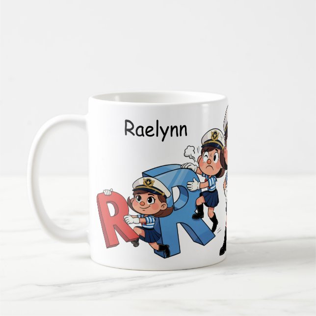 Taza De Café Personalized  Name Sailor Cartoon Character * R * (Izquierda)