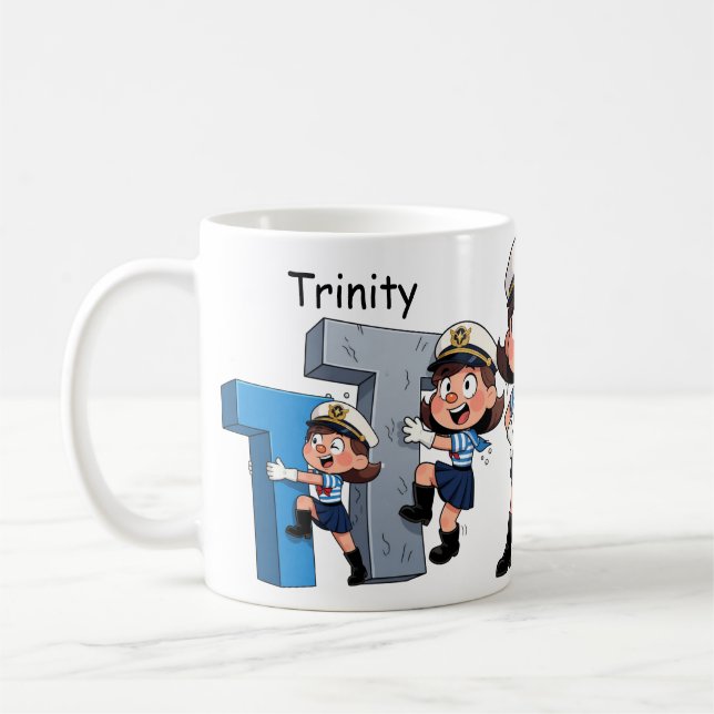 Taza De Café Personalized  Name Sailor Cartoon Character * T * (Izquierda)