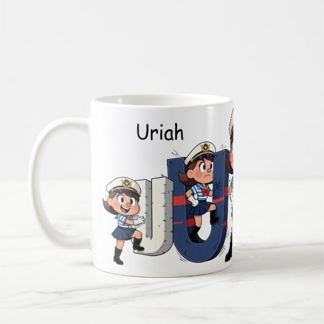 Taza De Café Personalized Name Sailor Cartoon Character * U *  (Izquierda)