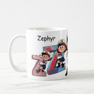 Taza De Café Personalized Name Sailor Cartoon Character * Z *