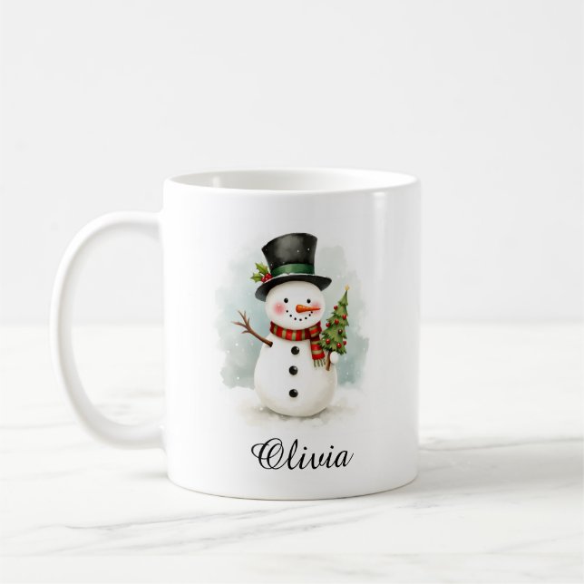 Taza De Café Personalized Name Snowman Coffee Mug (Izquierda)