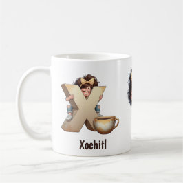 Taza De Café Personalized Name & X Sleepy Morning Plaid Charact