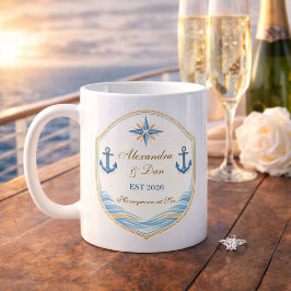Taza De Café Personalized Nautical Honeymoon Crest