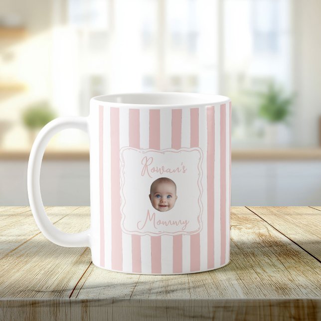 Taza De Café Personalized New Mom Baby Name Face Photo (Subido por el creador)
