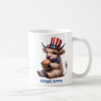 Taza De Café Personalized Patriotic Baby Highland Cow Coffee