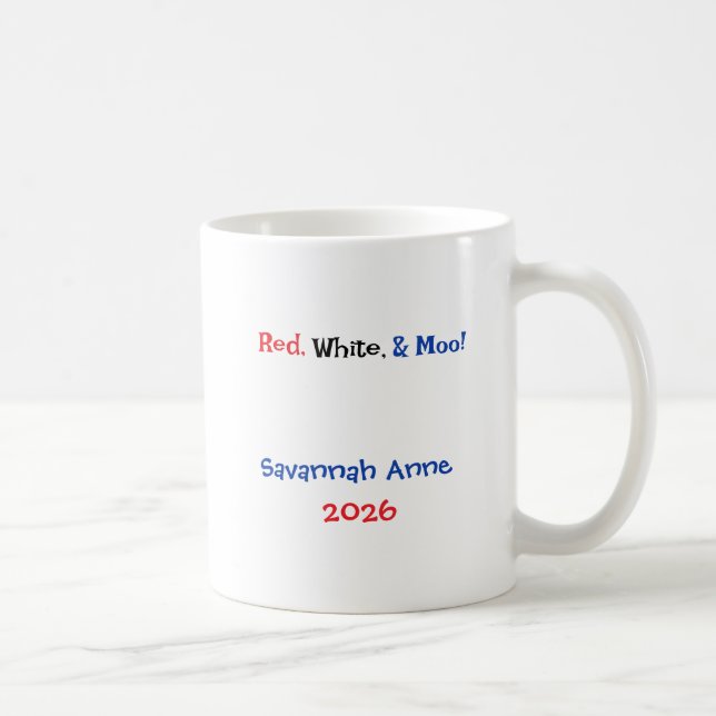 Taza De Café Personalized Patriotic Highland Cow (Derecha)