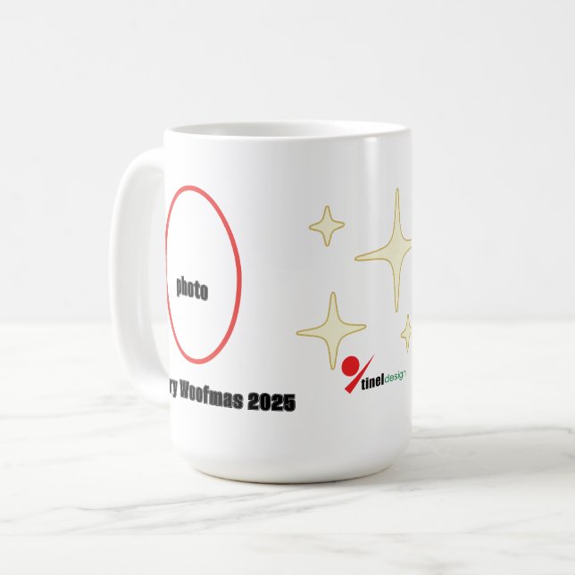 Taza De Café Personalized Pet Photo Christmas Mug - Merry Woofm (Anverso izquierdo)