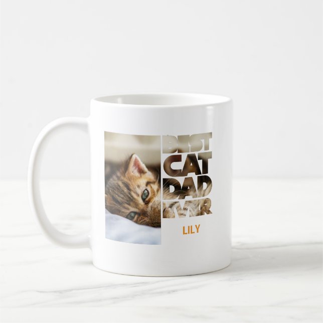 Taza De Café Personalized Photo Best Cat dad ever (Izquierda)