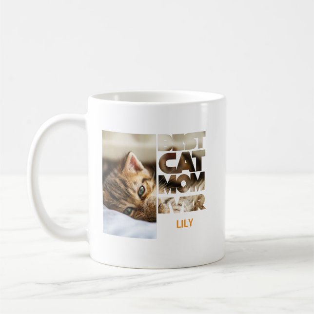 Taza De Café Personalized Photo Best Cat mom ever (Izquierda)