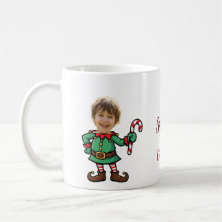 Taza De Café Personalized Photo Elf Face Funny Custom Christmas