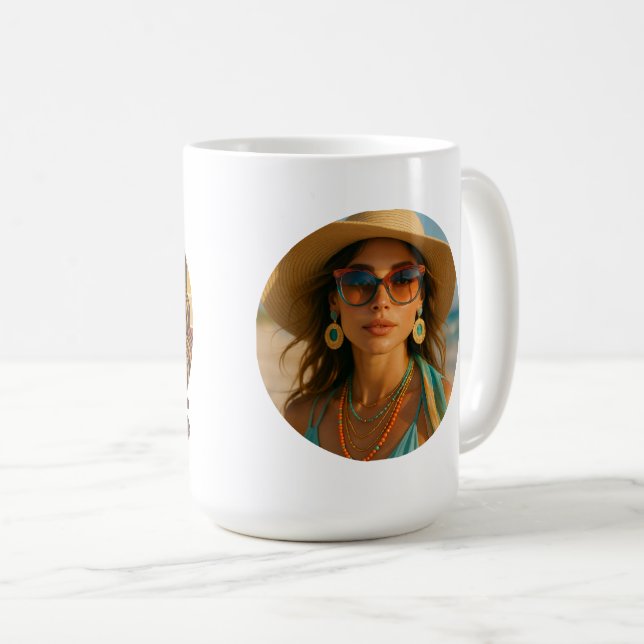 Taza De Café Personalized Photo Retro Bahamas Tropical Beach    (Anverso derecho)