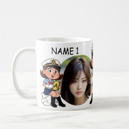 Taza De Café Personalized PHOTO Sailor Cartoon Character - NAME