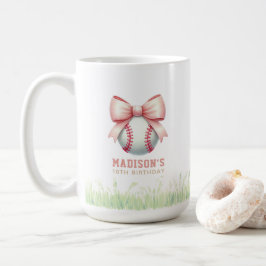 Taza De Café Personalized Pink Baseball Girl Bow