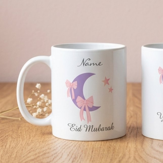 Taza De Café Personalized Pink Bow Moon Eid Coffee Mug (Subido por el creador)