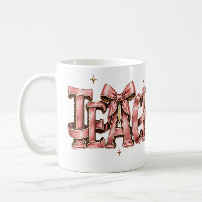 Taza De Café Personalized Pink Bow Name Mug, Coquette Custom Na (Izquierda)