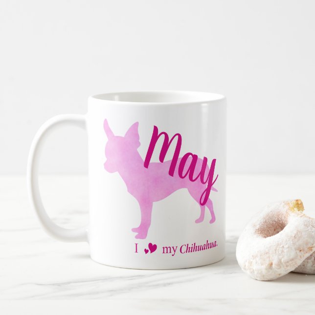 Taza De Café Personalized Pink Chihuahua Mug チワワ (Con donut)