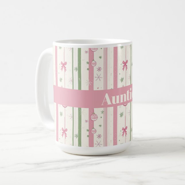 Taza De Café Personalized Pink Coquette Auntie Holiday (Anverso izquierdo)
