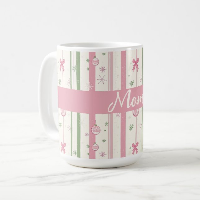 Taza De Café Personalized Pink Coquette Mom Holiday (Anverso izquierdo)