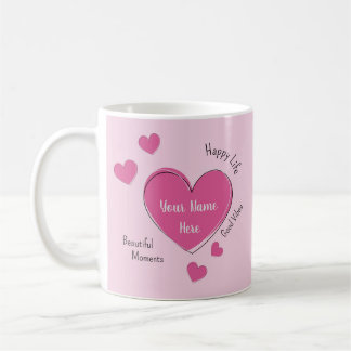 Taza De Café Personalized Pink Hearts Coffee Mug
