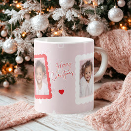 Taza De Café Personalized Pink Merry Christmas Photo | Fa La La