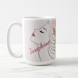 Taza De Café Personalized Pink Rose Floral Hair Woman Elegant 