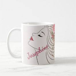 Taza De Café Personalized Pink Rose Floral Hair Woman Elegant 