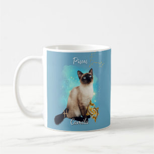 Taza De Café Personalized Pisces Cat Mug with Name