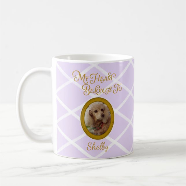 Taza De Café Personalized Poodle Photo | Lavender Poodle Mom (Izquierda)