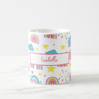 Taza De Café Personalized Rainbow Mug for Girls with Name