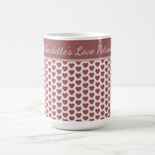 Taza De Café Personalized Retro Hearts Pink Burgundy