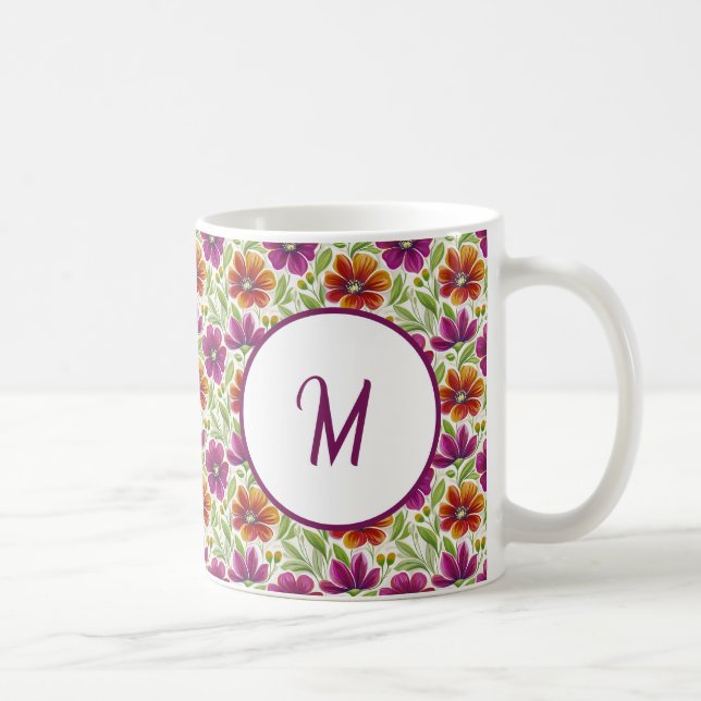 Taza De Café Personalized Romantic Spring Girly Flowers  (Derecha)