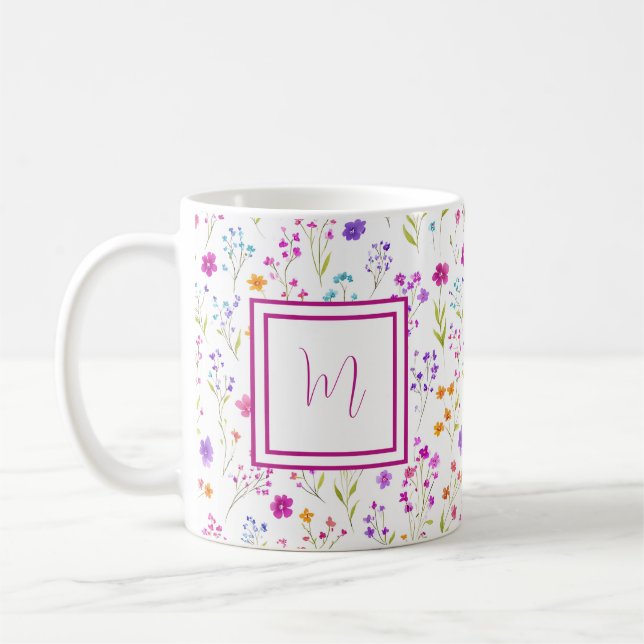 Taza De Café Personalized Romantic Spring Girly Flowers  (Izquierda)