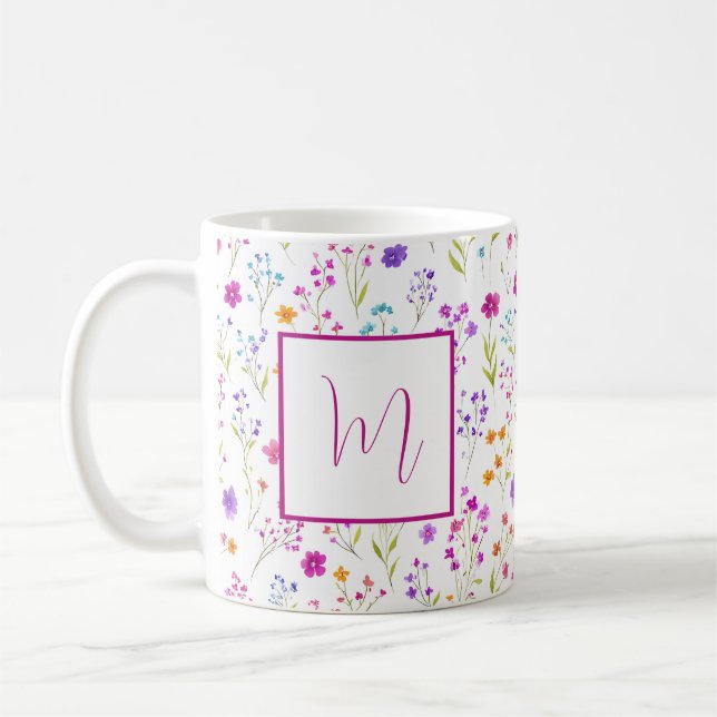 Taza De Café Personalized Romantic Spring Girly Flowers  (Izquierda)