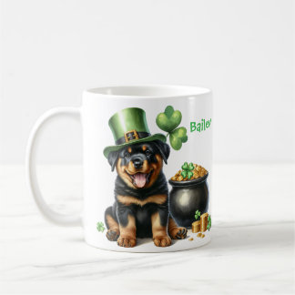 Taza De Café Personalized Rottweiler Dog St. Patty's Day