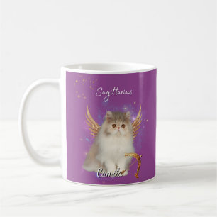 Taza De Café Personalized Sagittarius Cat Mug with Name