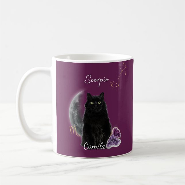 Taza De Café Personalized Scorpio Cat Mug with Name (Izquierda)