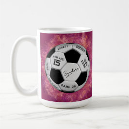 Taza De Café Personalized Soccer Ball Birthday  | Age Name Text