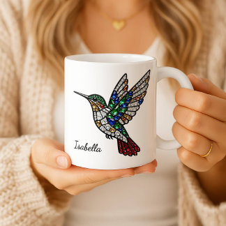 Taza De Café Personalized Stained Glass Hummingbird Coffee Cup