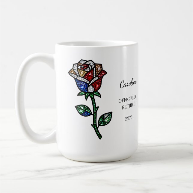 Taza De Café Personalized Stained Glass Rose Retirement Mug  (Izquierda)
