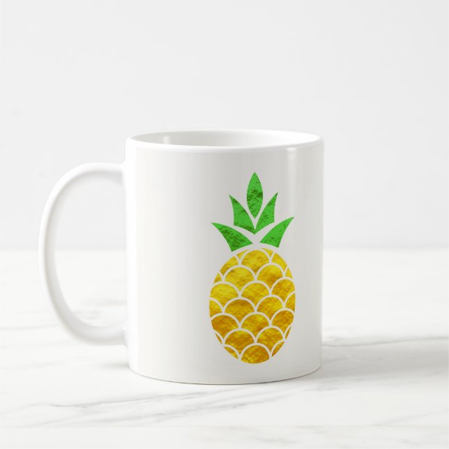Taza De Café Personalized Summer Foil Gold Geometric Pineapple. (Izquierda)