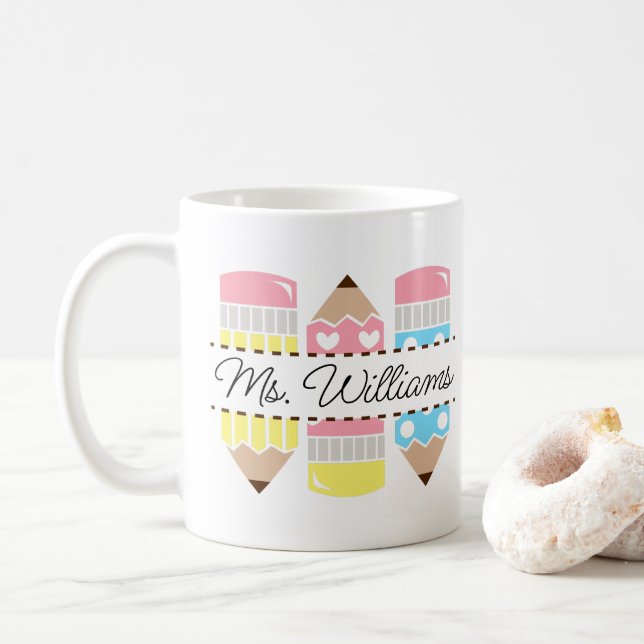 Taza De Café Personalized Teacher Name Teacher Appreciation (Con donut)