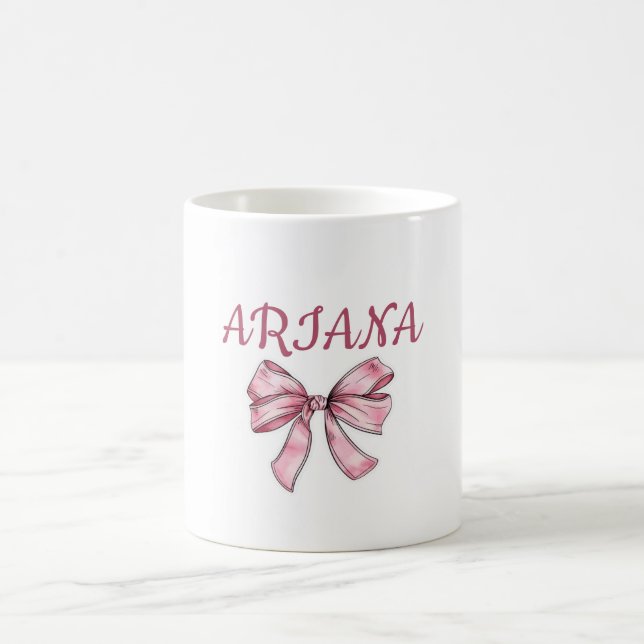 Taza De Café Personalized  text Pink Bow Mug  (Centro)