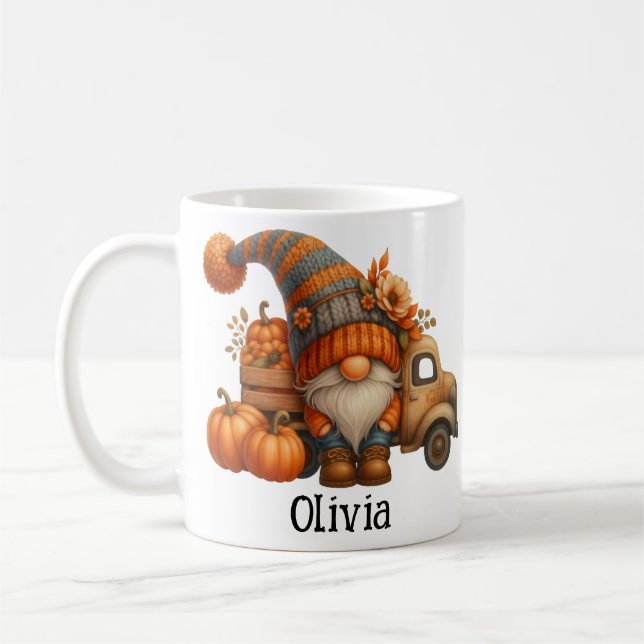 Taza De Café Personalized Thanksgiving Gnome Farmhouse Fall Cof (Izquierda)