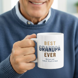 Taza De Café Personalized Typography Design Best Grandpa Ever 