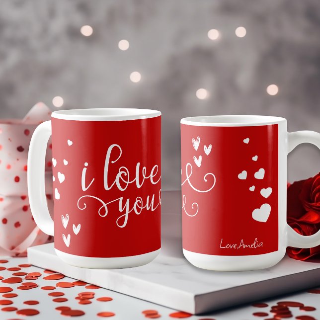 Taza De Café Personalized Valentine’s Day Red Heart I Love You  (Subido por el creador)