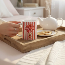Taza De Café personalized valentines red striped bear