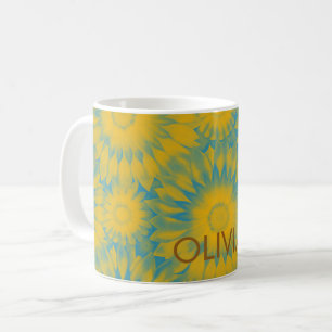 Taza De Café Personalized Vibrant Sunflower Tie-Dye Art